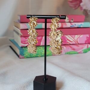 Gold Floral Hoop Earrings - Women Jewelry Earrings